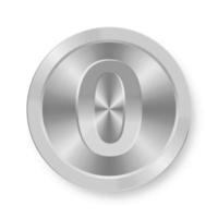 Silver coin with number zero Concept of internet icon vector