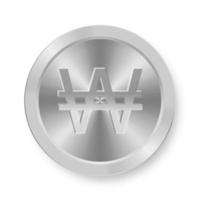 Silver Won coin Concept of internet web currency vector