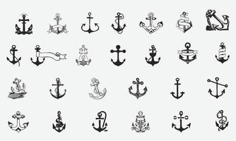 Set of anchor icons. vector