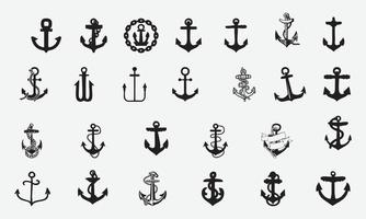 Set of anchor icons. vector