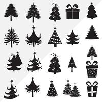 Christmas icon elements black isolated on white background. vector