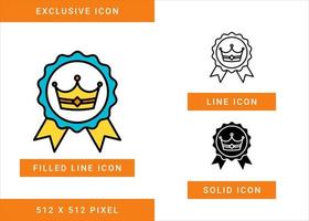 Exclusive icons set vector illustration with solid icon line style. Special customer VIP member symbol. Editable stroke icon on isolated background for web design, user interface, and mobile app