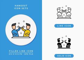 iconos de Hangout establecer ilustración vectorial con estilo de línea de icono sólido. símbolo de amistad. icono de trazo editable en un fondo aislado para diseño web, infografía y aplicación móvil ui. vector