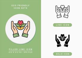 Eco friendly icons set vector illustration with solid icon line style. Bpa free biodegradable concept. Editable stroke icon on isolated background for web design, infographic and UI mobile app.