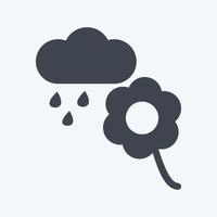 Icon Flower with rain. suitable for garden symbol. glyph style. simple design editable. design template vector. simple symbol illustration vector