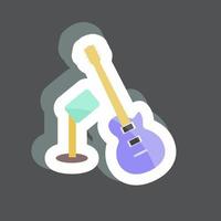 Sticker Guitar and Mic. suitable for party symbol. simple design editable. design template vector. simple symbol illustration vector