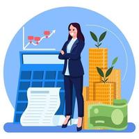 Young Business Women in Financial Literacy Concept vector