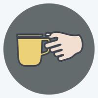 Icon Holding Coffee Cup. suitable for Hand Actions symbol. color mate style. simple design editable. design template vector. simple symbol illustration vector