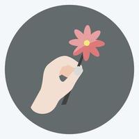 Icon Holding Flower. suitable for Hand Actions symbol. flat style. simple design editable. design template vector. simple symbol illustration vector