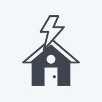 Icon Lightning Striking House. suitable for disasters symbol. glyph style. simple design editable. design template vector. simple symbol illustration vector