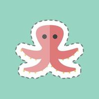 pulpo de corte de línea de pegatina. adecuado para el símbolo del mar. diseño simple editable. vector de plantilla de diseño. ilustración de símbolo simple