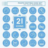 Photo Editing Icon Set. suitable for Web Interface symbol. blue eyes style. simple design editable. design template vector. simple symbol illustration vector