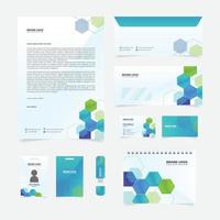 Business Stationery Set Template with Geometric Pattern Design vector
