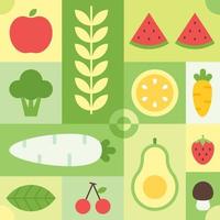 Colorful Geometric Vegetable and Fruit Seamless Pattern vector