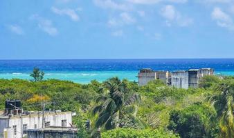 Cityscape caribbean ocean and beach panorama view Playa del Carmen. photo