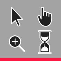 Pointer hand, arrow, hourglass loading clock mouse, magnifier cursors icon sign.