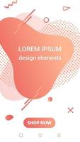 Modern vertical mobile liquid abstract shape gradient memphis style design fluid vector colorful illustration banner simple graphics for app, presentation, sale, brochure isolated on white background.