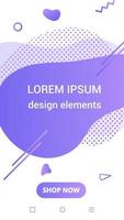 Modern vertical mobile liquid abstract shape gradient memphis style design fluid vector colorful illustration banner simple graphics for app, presentation, sale, brochure isolated on white background.