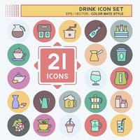 Drink Icon Set. suitable for Food symbol. color mate style. simple design editable. design template vector. simple symbol illustration vector