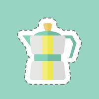 línea de pegatina cortada moka pot. adecuado para el símbolo de bebida. diseño simple editable. vector de plantilla de diseño. ilustración de símbolo simple