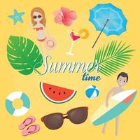 Set of colorful summer vector icon elements