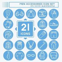 conjunto de iconos de accesorios de hombres. adecuado para el símbolo de la educación. estilo de ojos azules. diseño simple editable. vector de plantilla de diseño. ilustración de símbolo simple