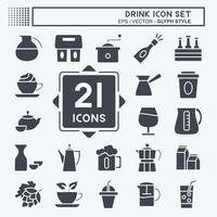 Drink Icon Set. suitable for Food symbol. glyph style. simple design editable. design template vector. simple symbol illustration vector