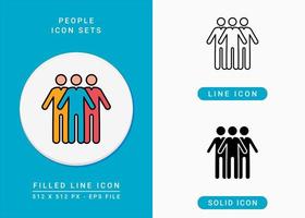 People icons set vector illustration with solid icon line style. Team collaboration concept. Editable stroke icon on isolated background for web design, infographic and UI mobile app.