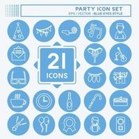 Party Icon Set. suitable for education symbol. blue eyes style. simple design editable. design template vector. simple symbol illustration vector