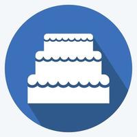 Icon Wedding Cake. suitable for Wedding symbol. long shadow style. simple design editable. design template vector. simple symbol illustration vector