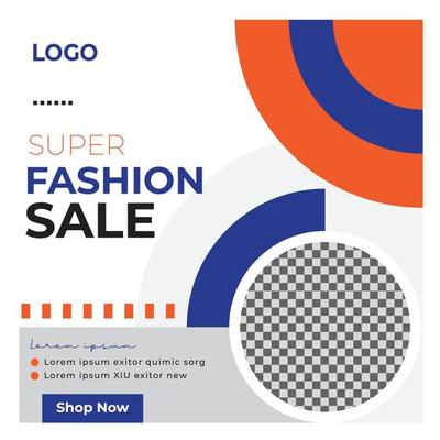 Fashion sale social media post square template with image placeholder elegant design for social media promotion