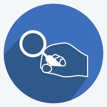 Icon Holding Magnifier. suitable for Hand Actions symbol. long shadow style. simple design editable. design template vector. simple symbol illustration vector