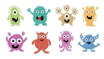 Monster set, hand drawn illustration. vector