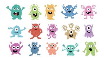 Monster set, hand drawn illustration. vector