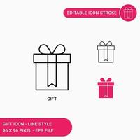 Gift icons set vector illustration with icon line style. Present box concept. Editable stroke icon on isolated white background for web design, user interface, and mobile app