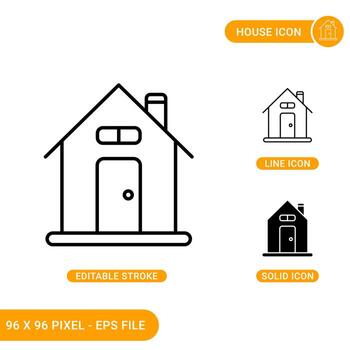 House icons set vector illustration with solid icon line style. Simple house drawing concept. Editable stroke icon on isolated background for web design, infographic and UI mobile app.