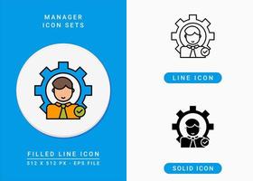 Manager icons set vector illustration with solid icon line style. Business leader symbol. Editable stroke icon on isolated background for web design, user interface, and mobile app