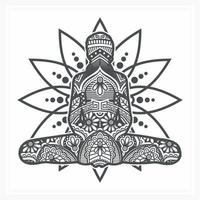 YOGA Mandala with Flower. Vector, Line Art vector