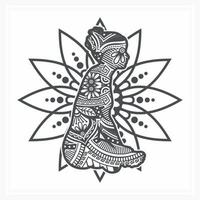 YOGA Mandala with Flower. Vector, Line Art vector