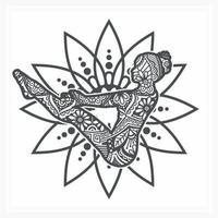 mandala de yoga con flor. vector, arte lineal vector