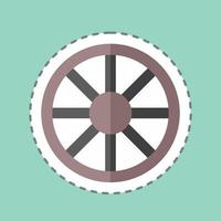 Sticker line cut Wheel. suitable for Garden symbol. simple design editable. design template vector. simple symbol illustration vector