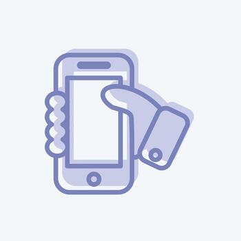 Icon Holding Smartphone. suitable for Web Interface symbol. two tone style. simple design editable. design template vector. simple symbol illustration vector