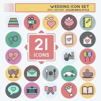 conjunto de iconos de boda. adecuado para el símbolo de aplicaciones móviles. estilo compañero de color. diseño simple editable. vector de plantilla de diseño. ilustración de símbolo simple