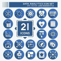 Data Analytics Icon Set. suitable for data analytics symbol. long shadow style. simple design editable. design template vector. simple symbol illustration vector