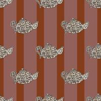 Seamless pattern with cute teapots. Background of doodle kettle decorative ceramic. vector