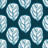 Seamless pattern engraved tree leaves. Vintage background botanical with foliage in hand drawn style. vector