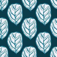 Seamless pattern engraved tree leaves. Vintage background botanical with foliage in hand drawn style. vector