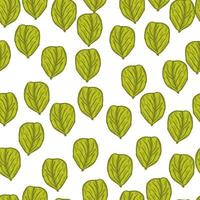 Seamless pattern engraved tree leaves. Vintage background botanical with foliage in hand drawn style. vector