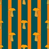Seamless pattern with mushrooms. Background of forest autumn vegetable in doodle style. vector