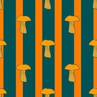 Seamless pattern with mushrooms. Background of forest autumn vegetable in doodle style. vector